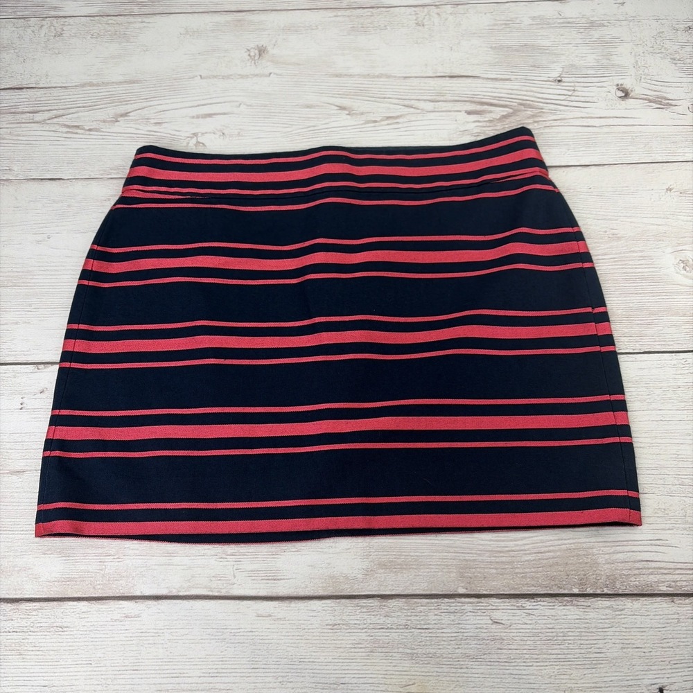 J. Crew Women's 10 Metallic Multi Stripe Mini Skirt Pink Blue Back Zip Excellent